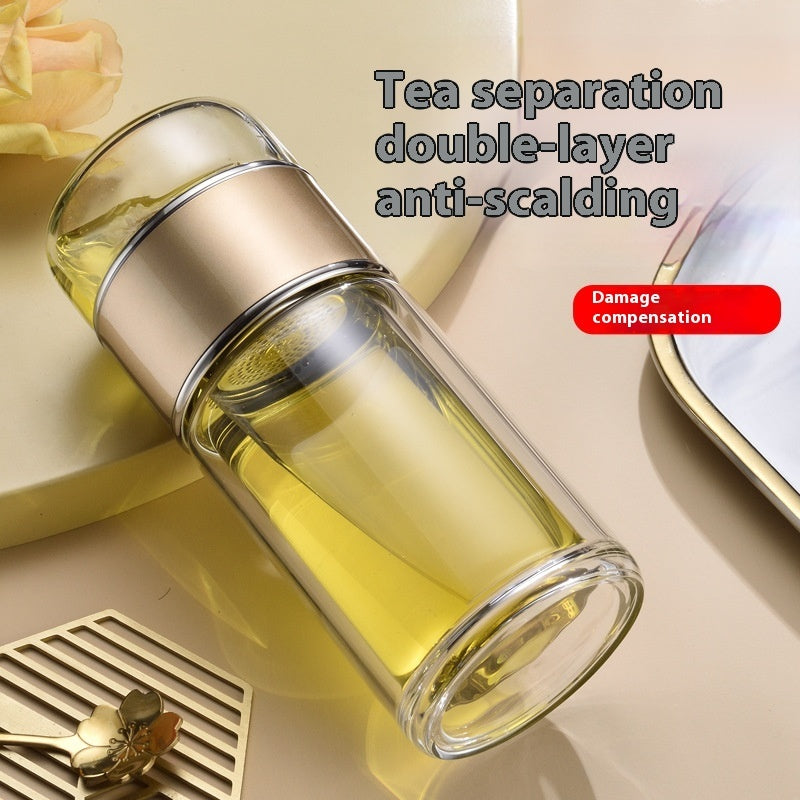 Double-layer Glass Tea Separation Tea Brewing Portable Borosilicate Scented Tea Cup