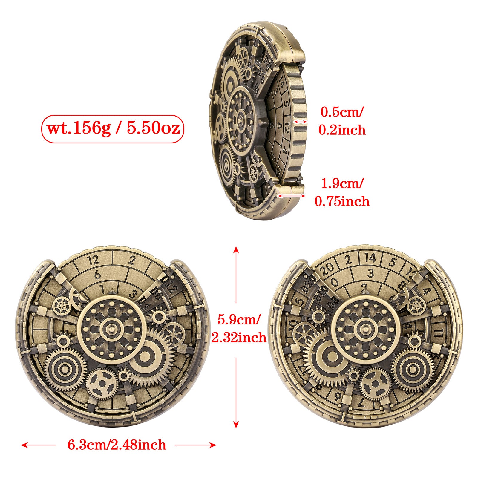 Private Model Time Gear Fingertip Gyroscope Retro Wheel DND Dice Gift Box Set, Role Playing Game Dice On The Table