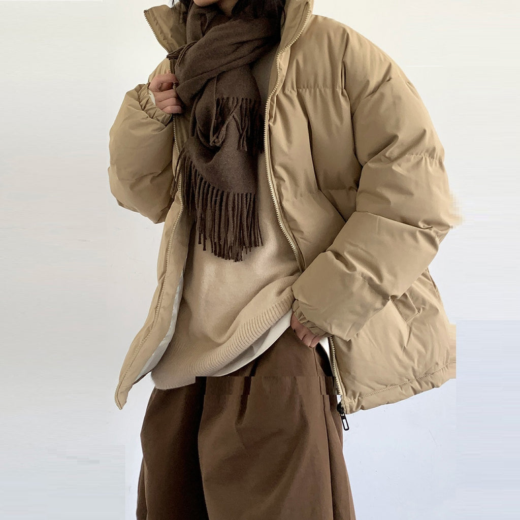 Autumn Winter Japanese Retro Solid Color Couple Cotton-padded Clothes Men's Coat