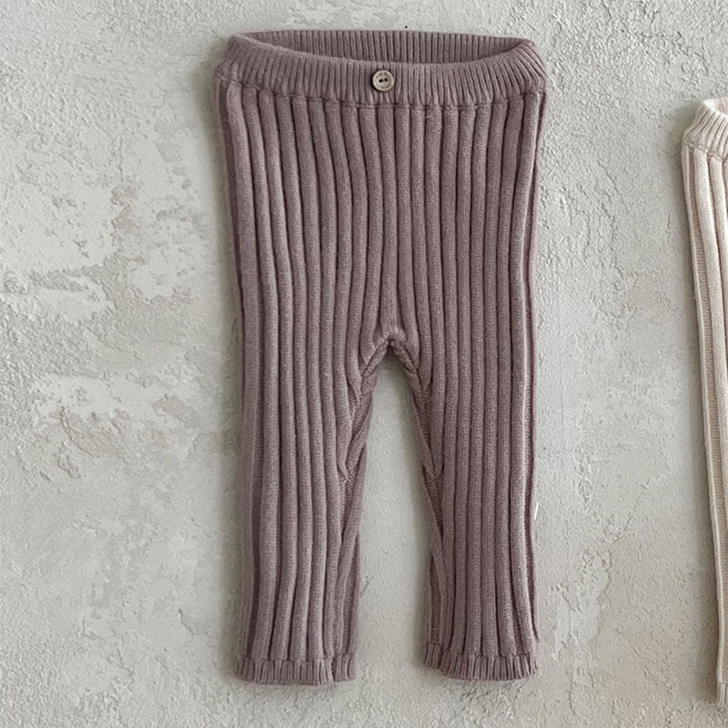 Infant Toddler Home Wearable Sunken Stripe Knitted Leggings