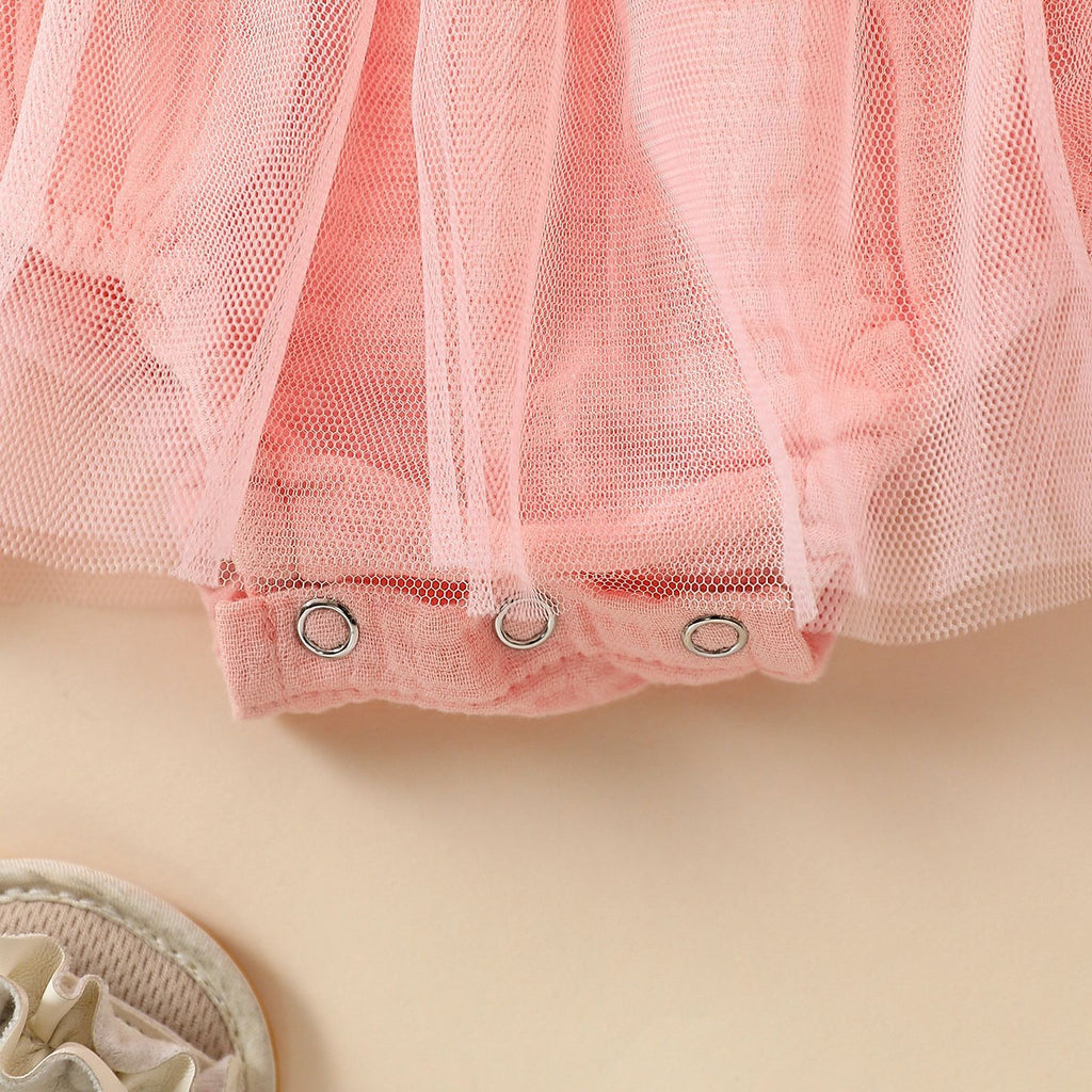 Towel Embroidery Mesh Slip Dress Bowknot Headband Two-piece Set