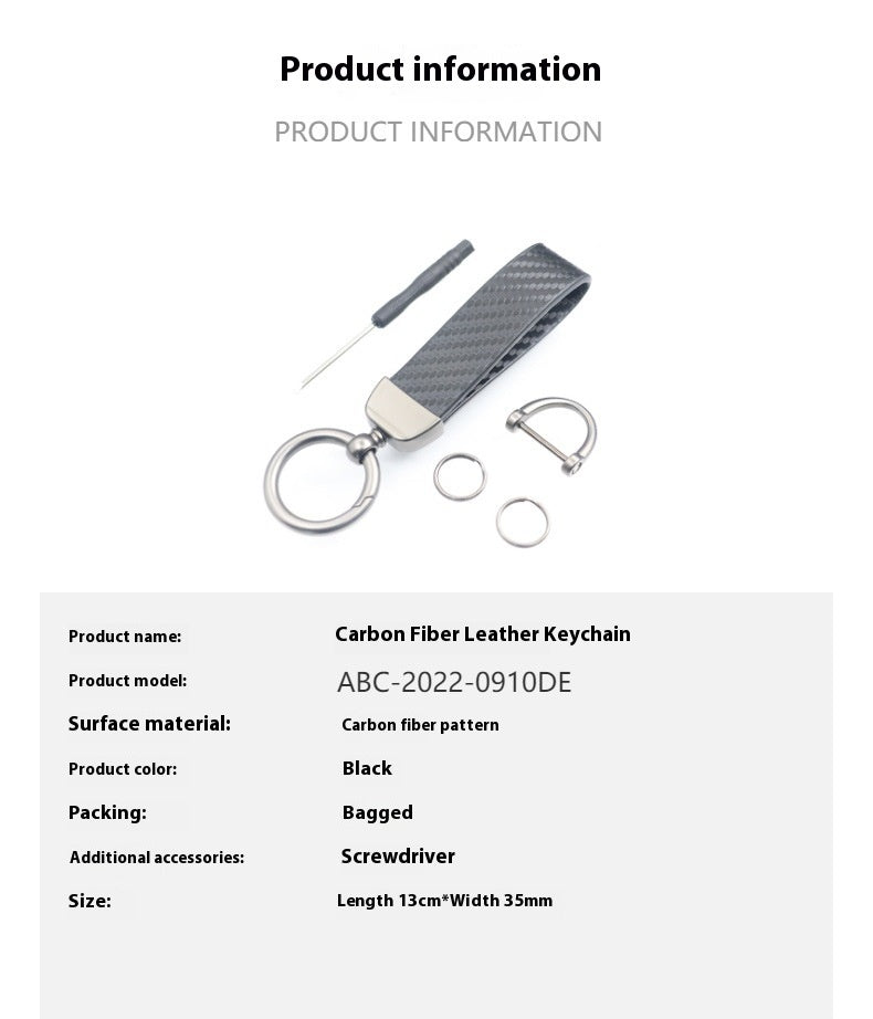 Carbon Fiber Pattern Car Anti-lost Leather Key Ring Pendant
