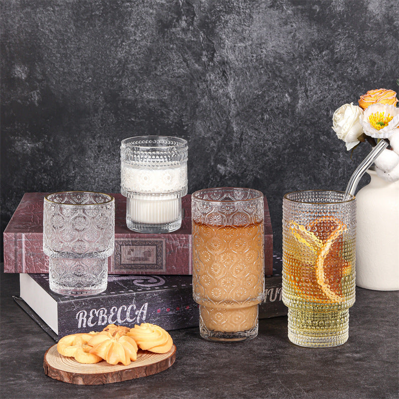 Vintage Vertical Stripe Foldable Coffee Glass