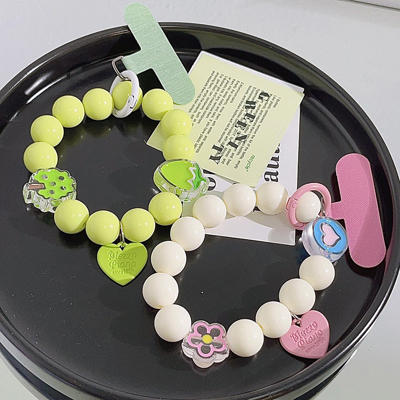 Beads Solid Color Bracelet Phone Case Pendant