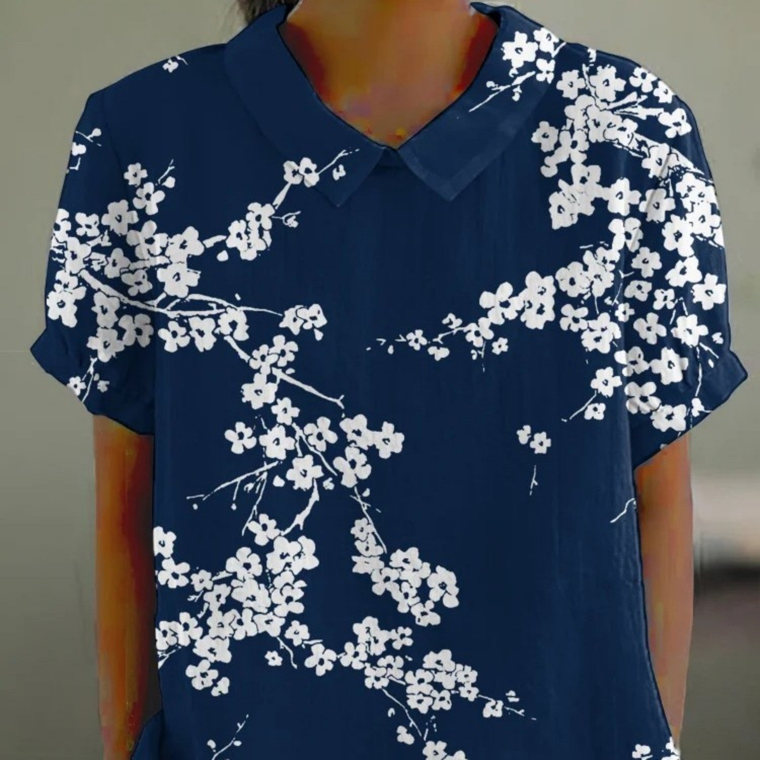 Creative Ocean Retro Floral Cute Short Sleeve