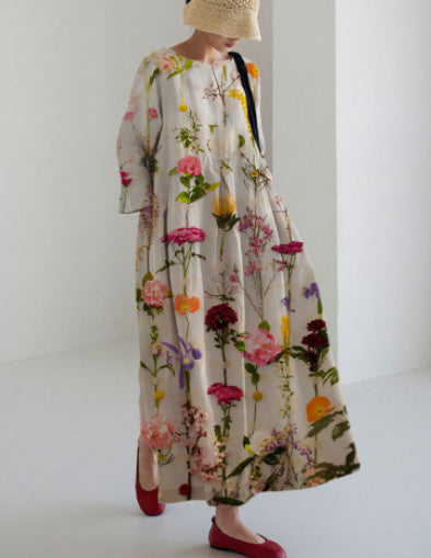 Women's Loose Round Neck Fashion Printed Dress