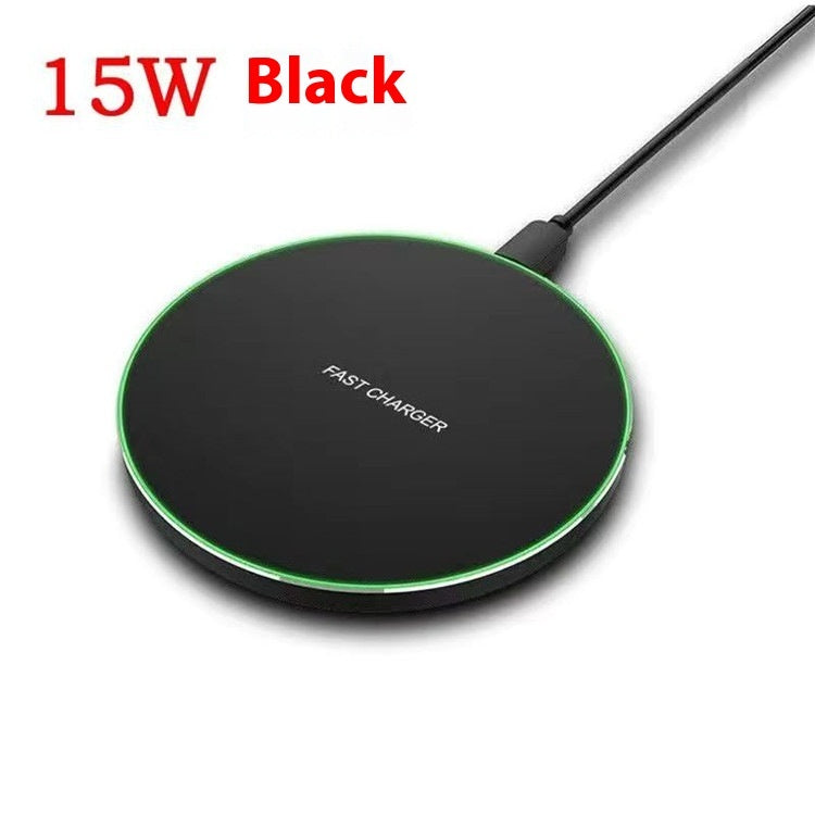 Aluminum Alloy Round QI15W Wireless Charger For
