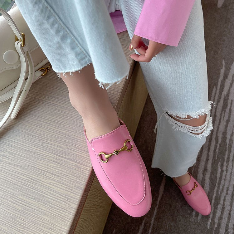 Horsebit Baotou Half Slippers Women's Outer Wear Leather Sandals