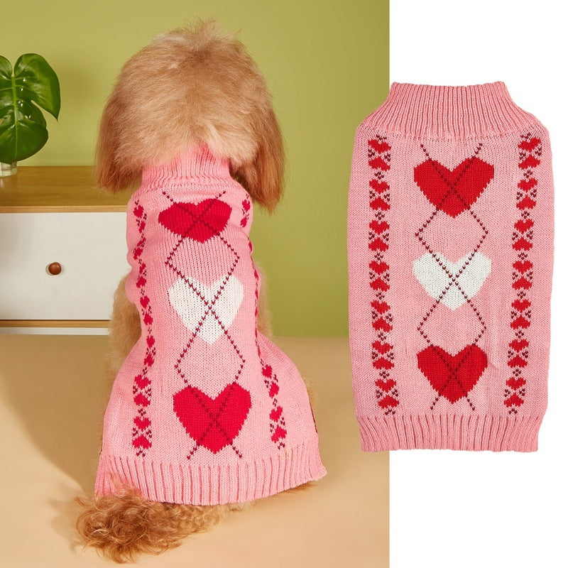 Fashion Personality Bow Love Heart Dog Sweater