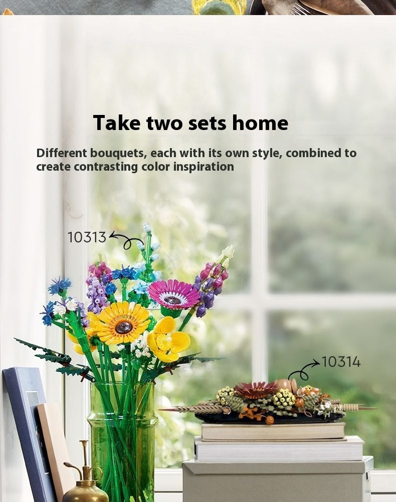 Plant Bouquet Puzzle Assembled Building Block Toys