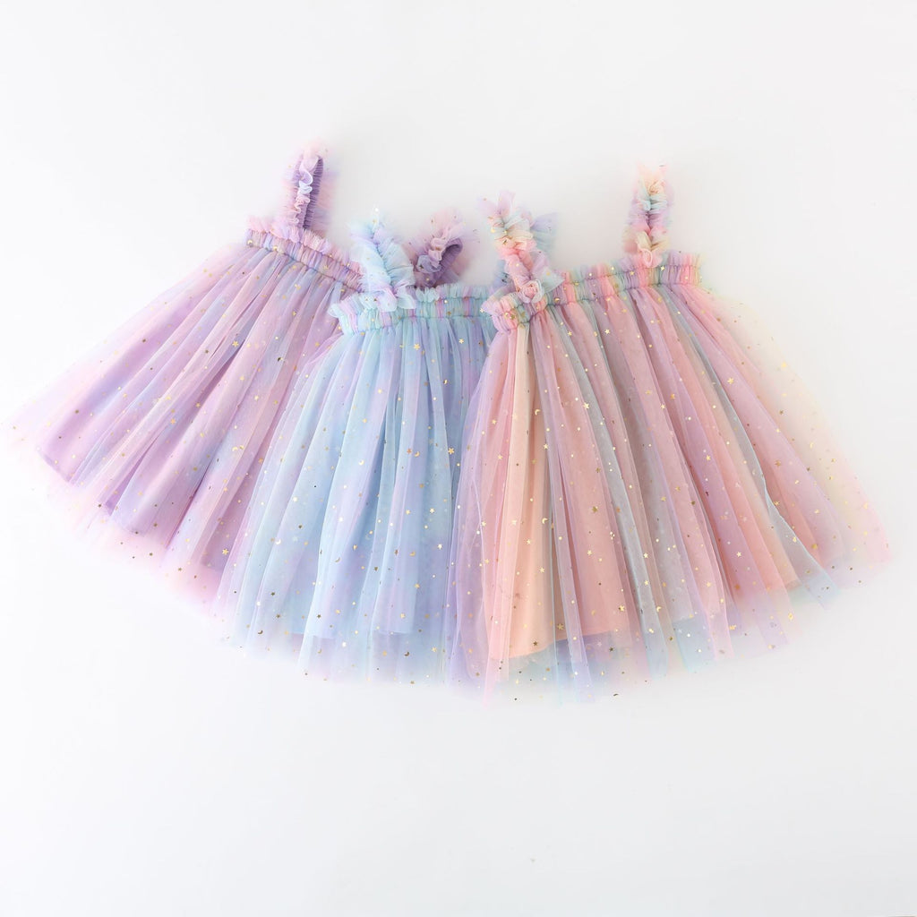 Sequined XINGX Rainbow Suspender Skirt Tulle Skirt