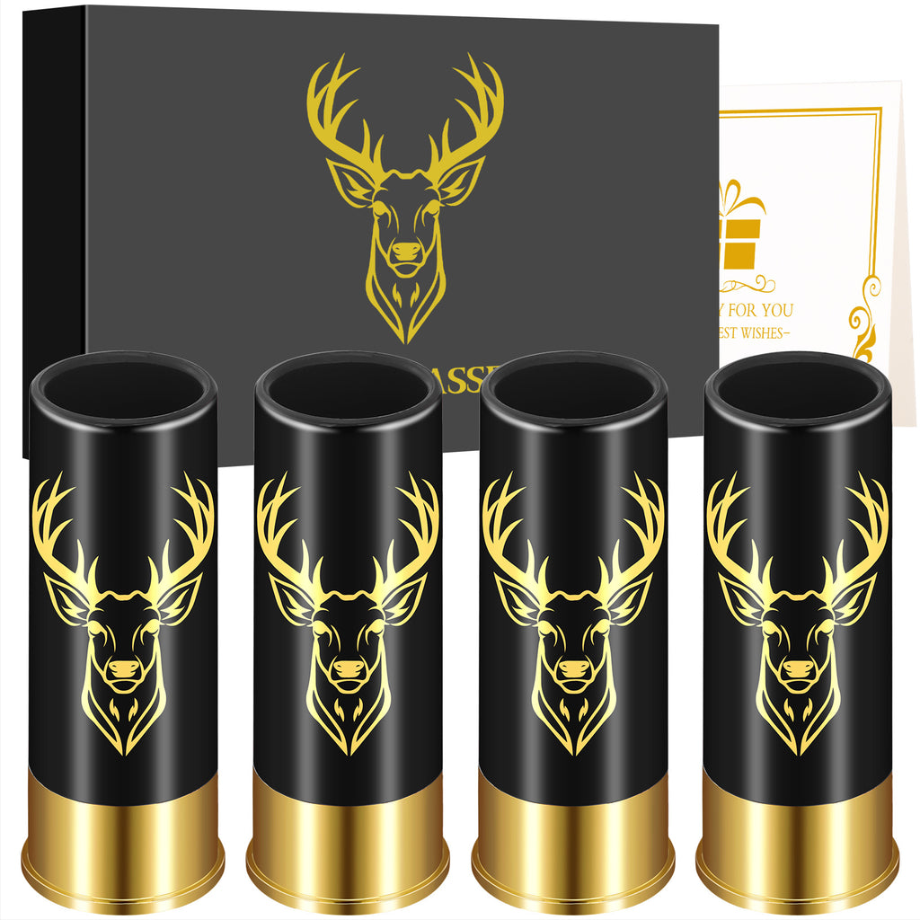 4 Deer Heads 1.5 Ounces - Reusable High-quality Plastic Bullet Cup, Suitable For Whiskey, Cocktails, And Wine, Perfect For Bars, Parties, And Gifts