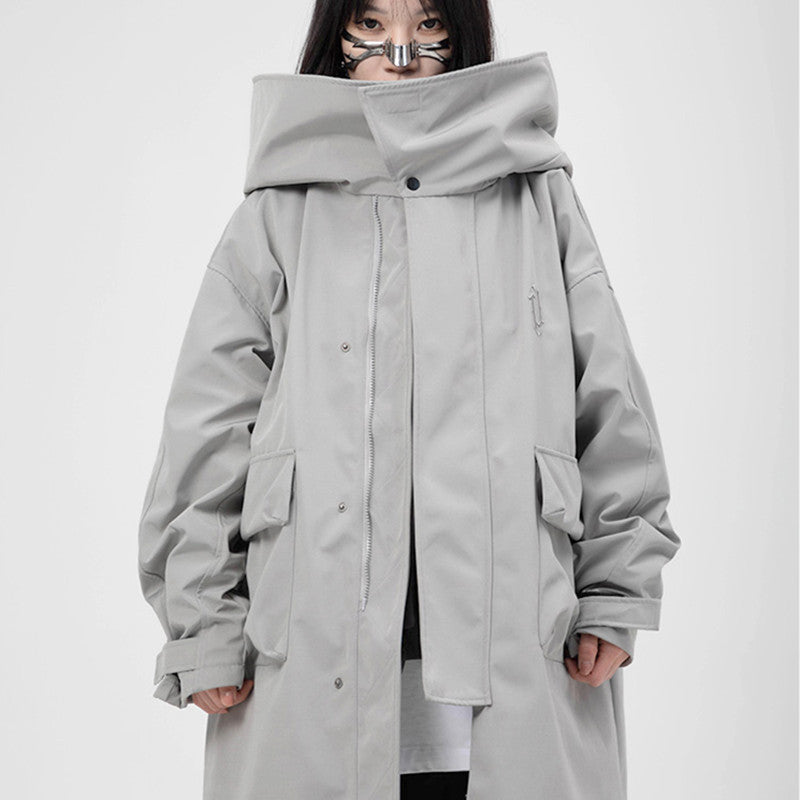 Tooling With Hooded Two Trench Coats Loose For Men And Women