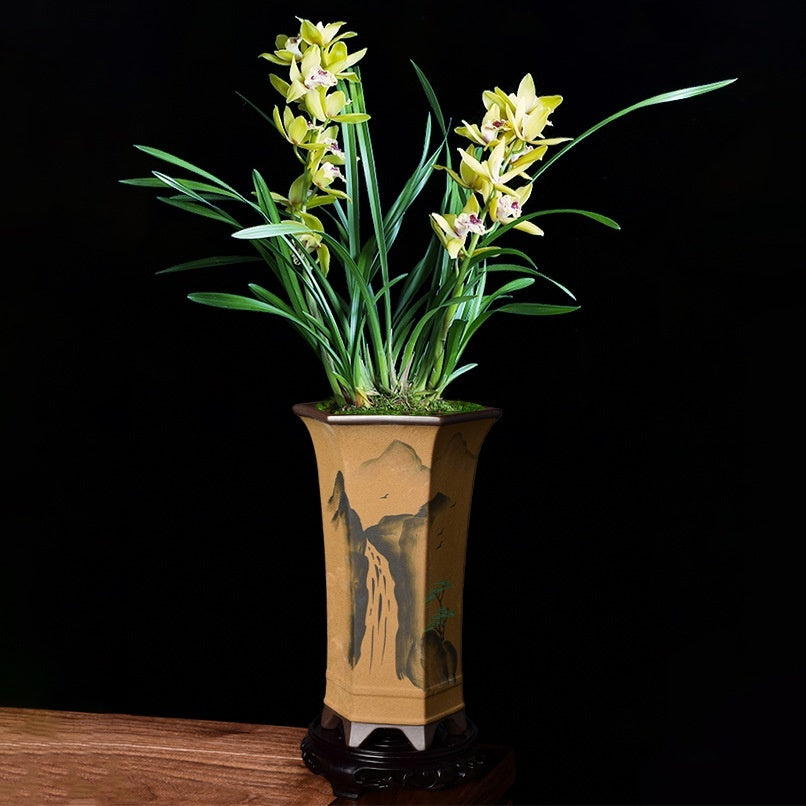 Yitaotang Large Yixing Clay Hexagonal Waist Flower Pot