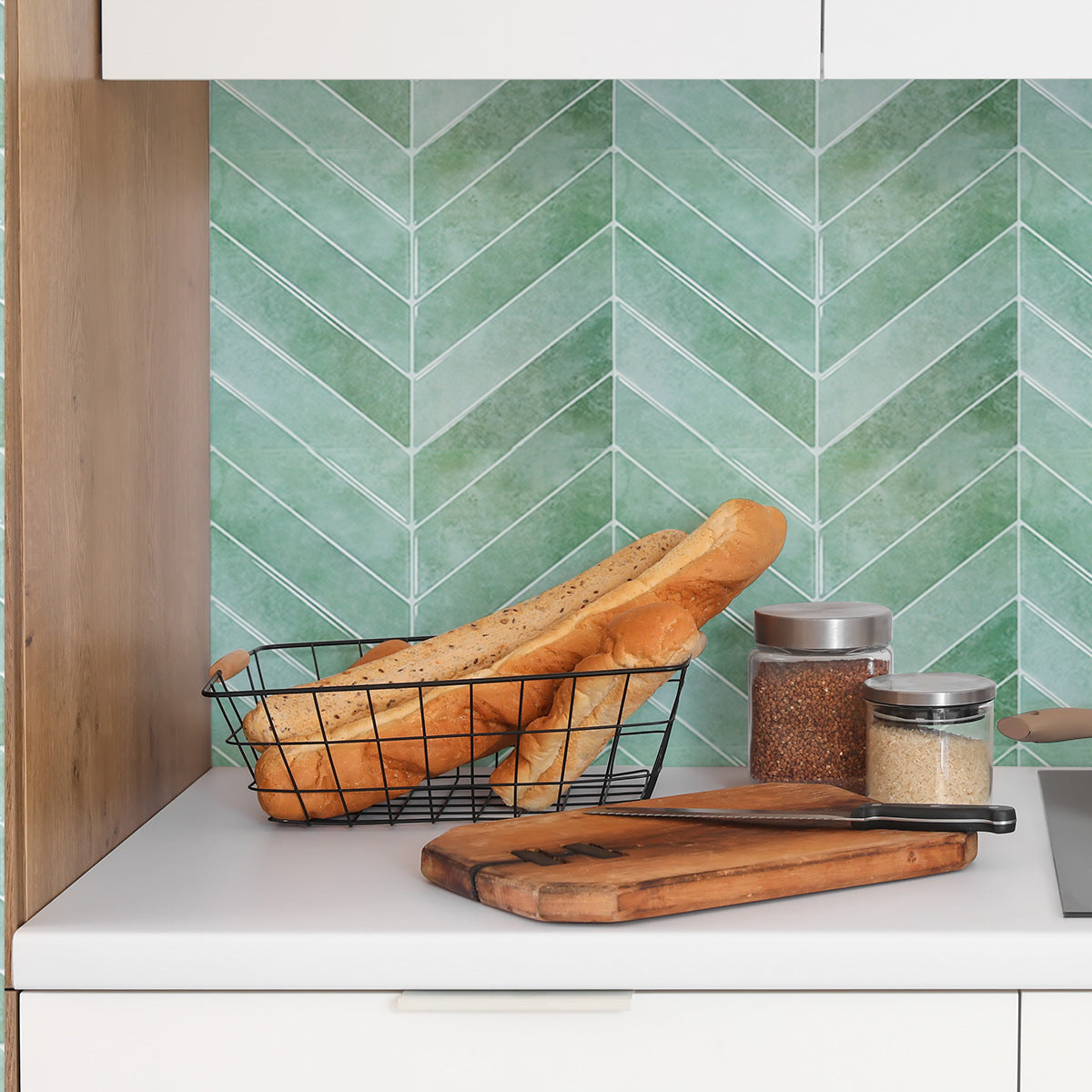 Herringbone Leaves Three-dimensional Self-adhesive Kitchen Antifouling Plastic Dripping Sticker
