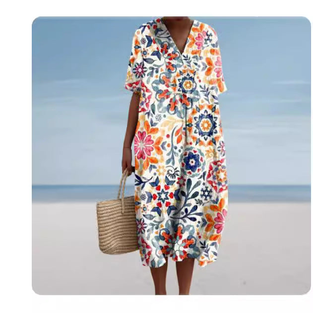 Casual Floral 3D Printing Women Dress