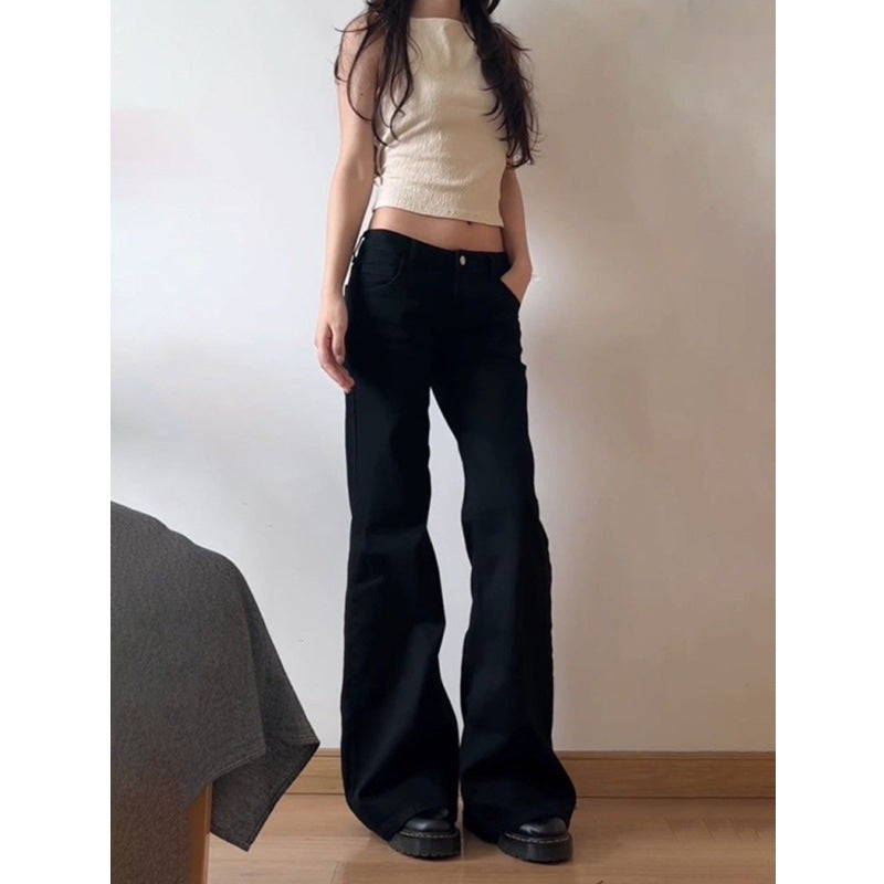 Women's Black Low Waist Wide Leg Jeans