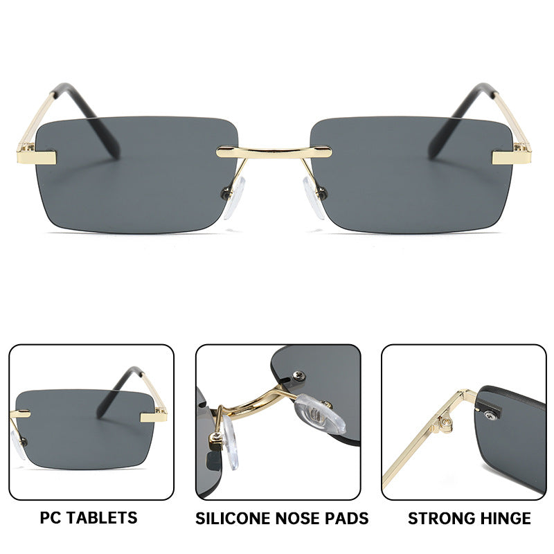 New Square Frameless Trimming Sunglasses