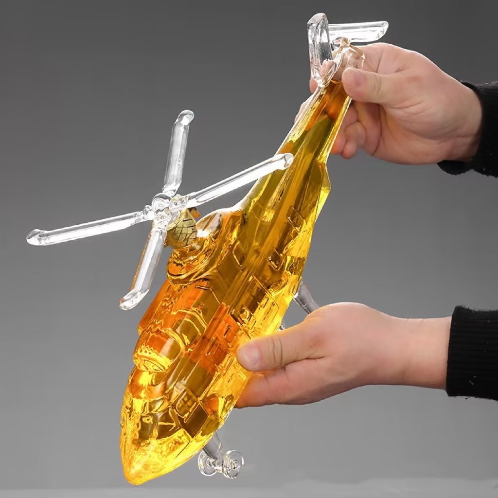 Transparent Glass Jar Helicopter Wine Bottle