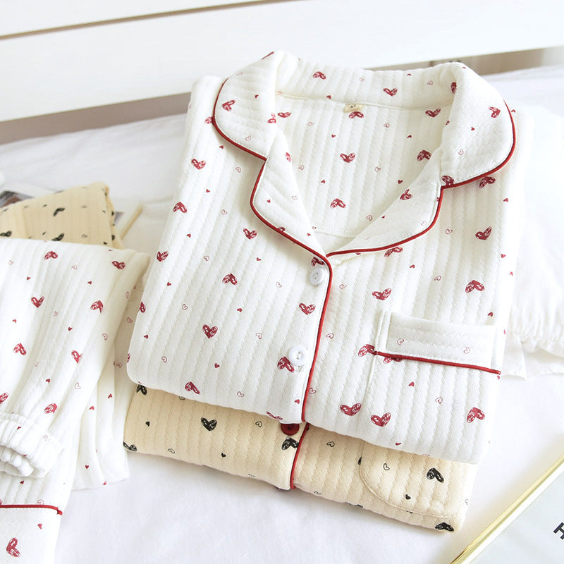 Three-layer Warm Pajamas Suit Ladies