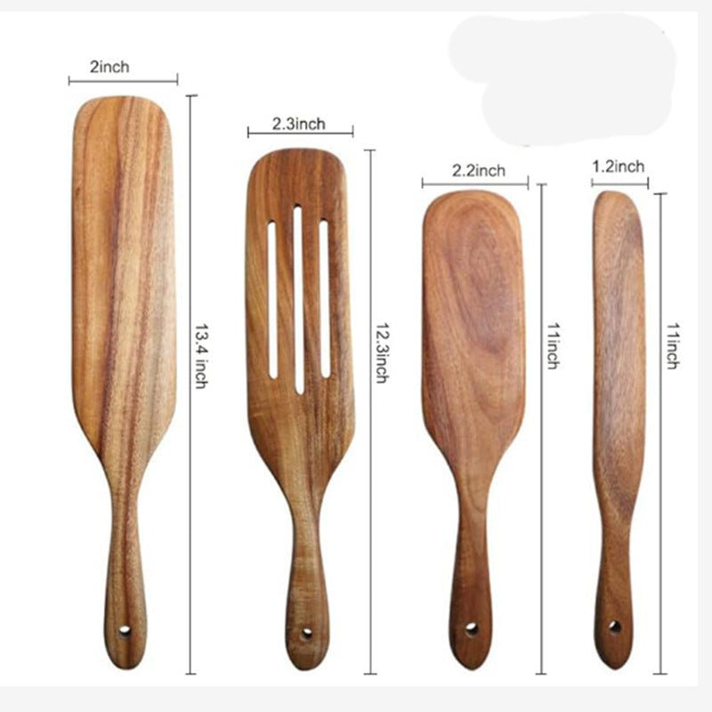 Spatula Kitchenware Suit Teak Head Shovel Salad Stir Soup Pasta Spoon Kitchen