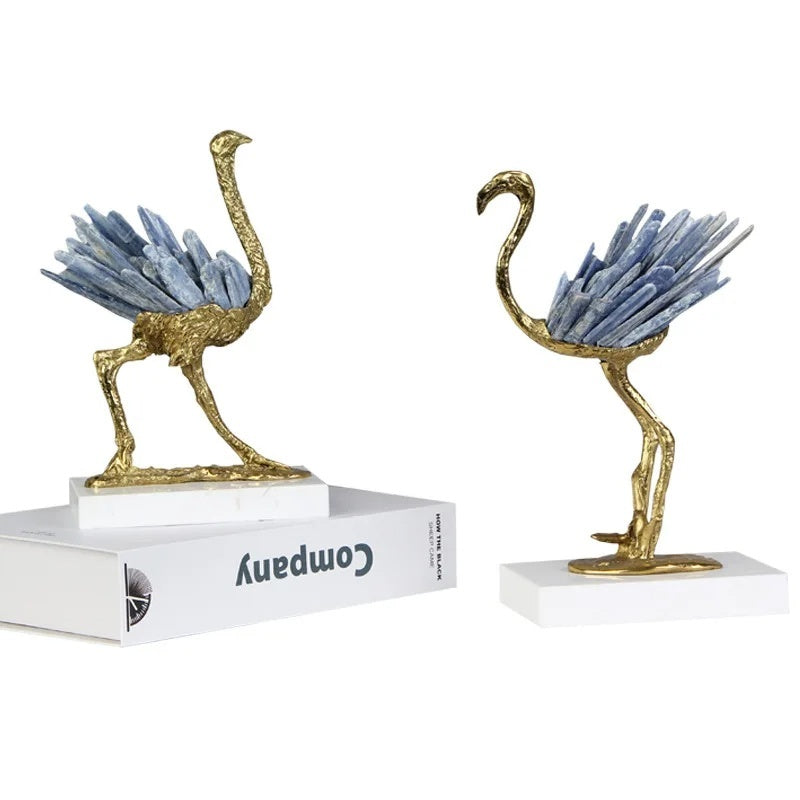 Modern Light Luxury Flamingo Crystal Brass Decoration Living Room