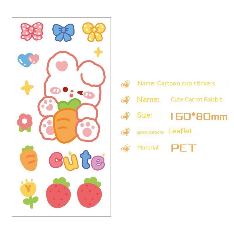 Cute Bear Clear Water Cup Stickers Children's Cartoon Korean Journal Material Mobile Phone Cup Decoration
