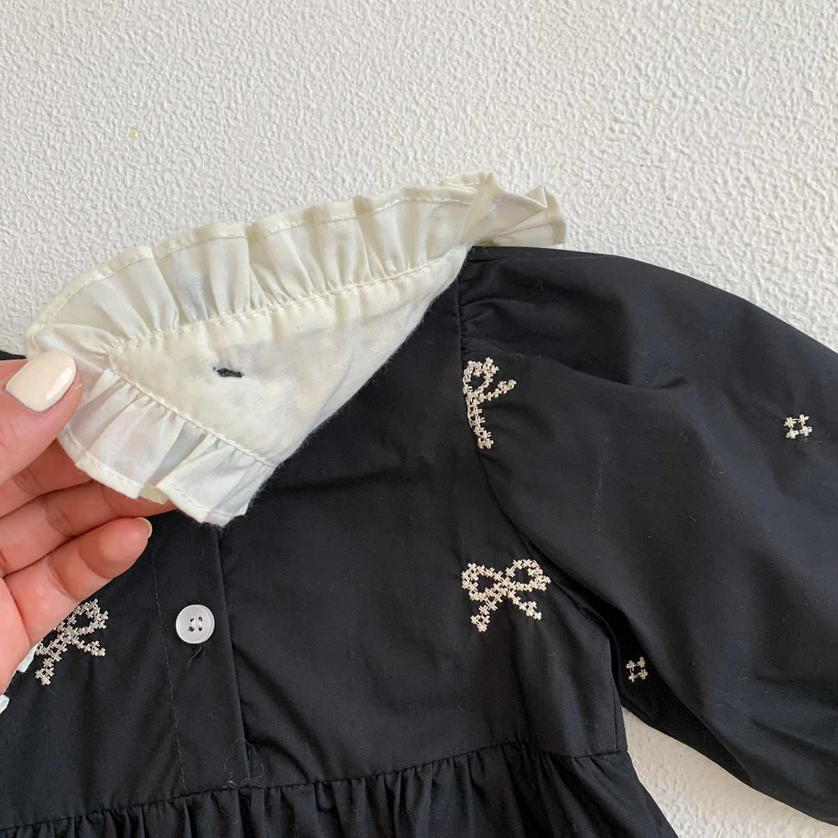 Autumn Clothes Baby's Gown Doll Collar Lace Embroidery