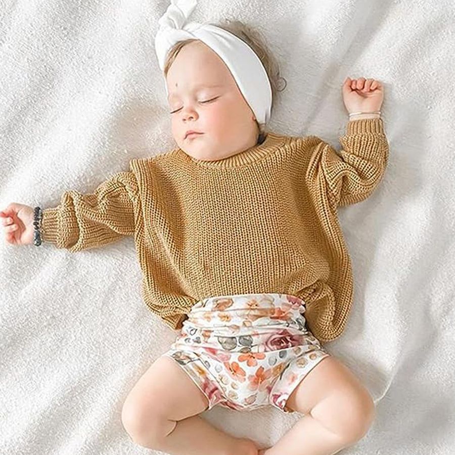 Infant Toddler Cotton Knitted Round Neck Base Sweater