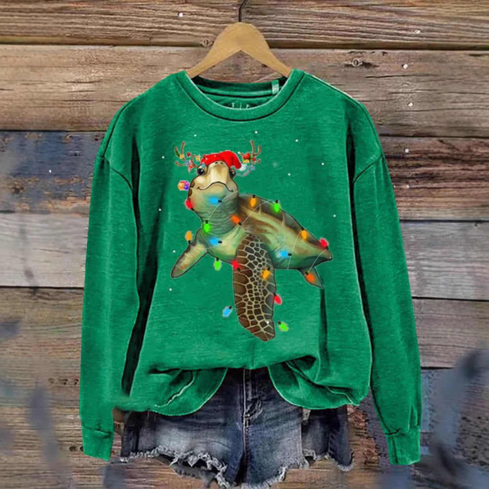 Women's Sweater 3D Digital Christmas Series Printed Crew Neck Sweatshirt