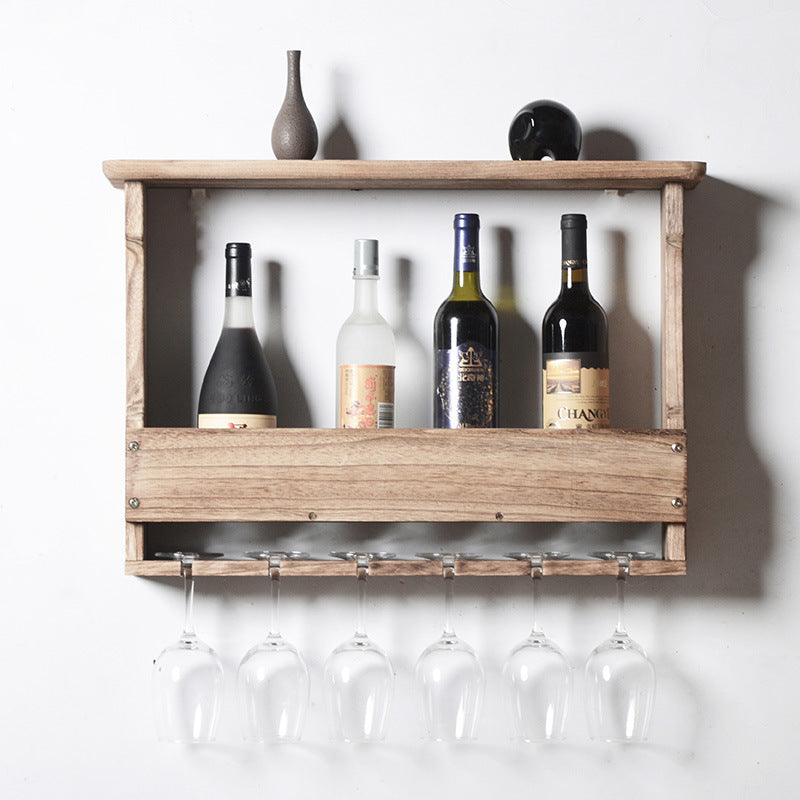 Solid Wood Cabinet Wine Goblet Hanging Wall Rack