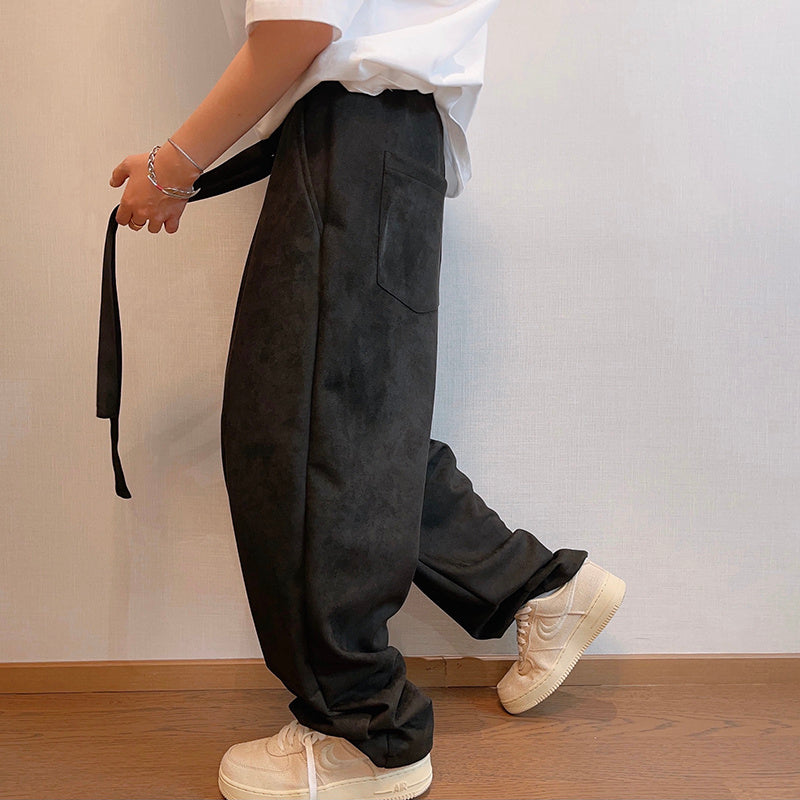 Men's Ribbon Suede Retro Matchet Pants