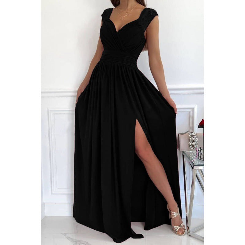Slit Hemline At Hem European And American Women's Clothing Dress