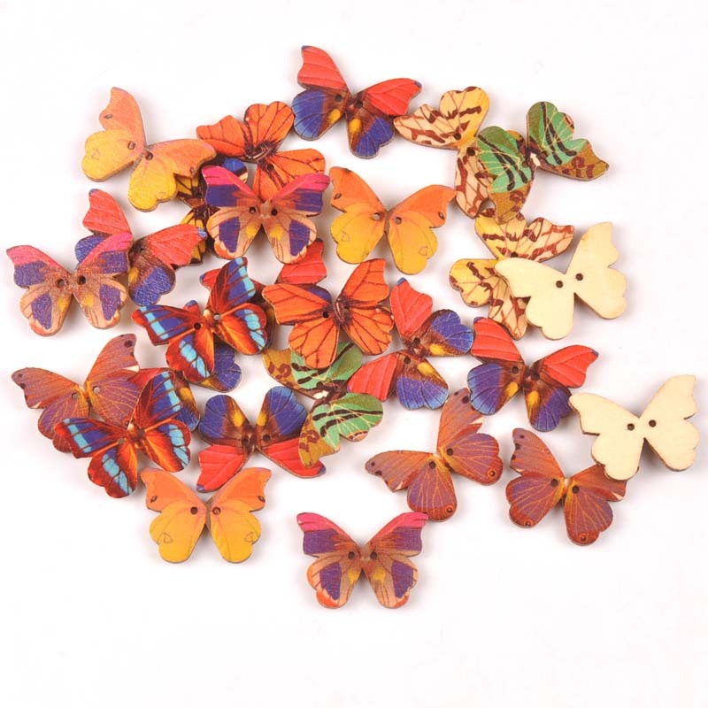 Children's Handmade Cartoon Wooden Buttons