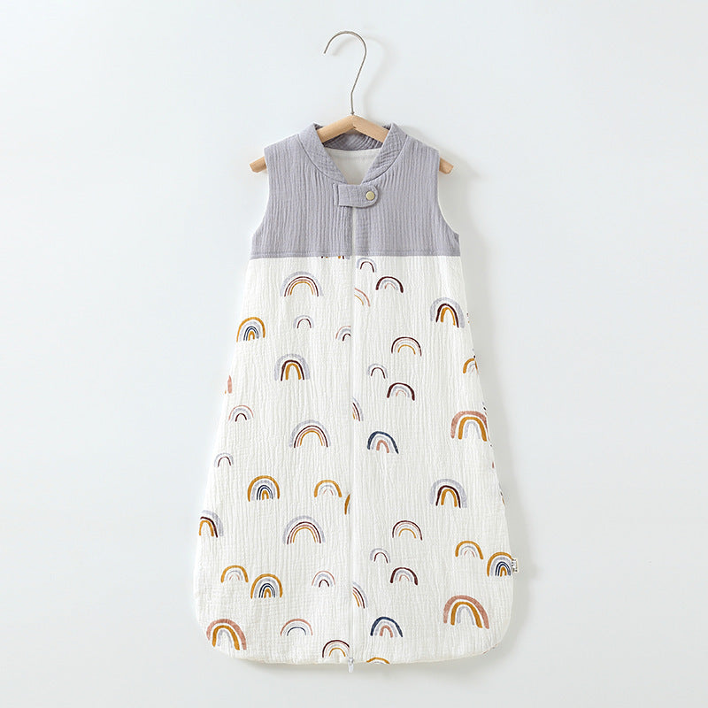 Baby Sleeping Bag Double Layer Patchwork Stand-up Collar Gauze Waistcoat Sleeping Bag