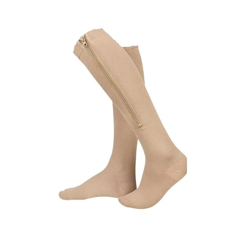Simple Solid Color Bag Toe Zipper Pressure Socks