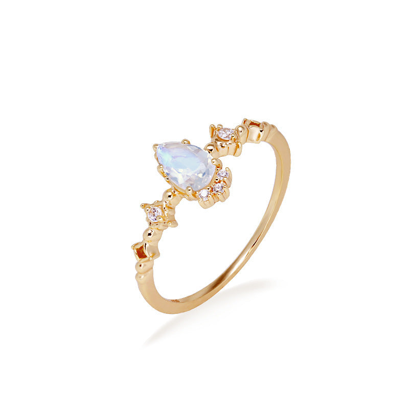 S925 Gold Plated Moonstone Thin Ring Women's Ring
