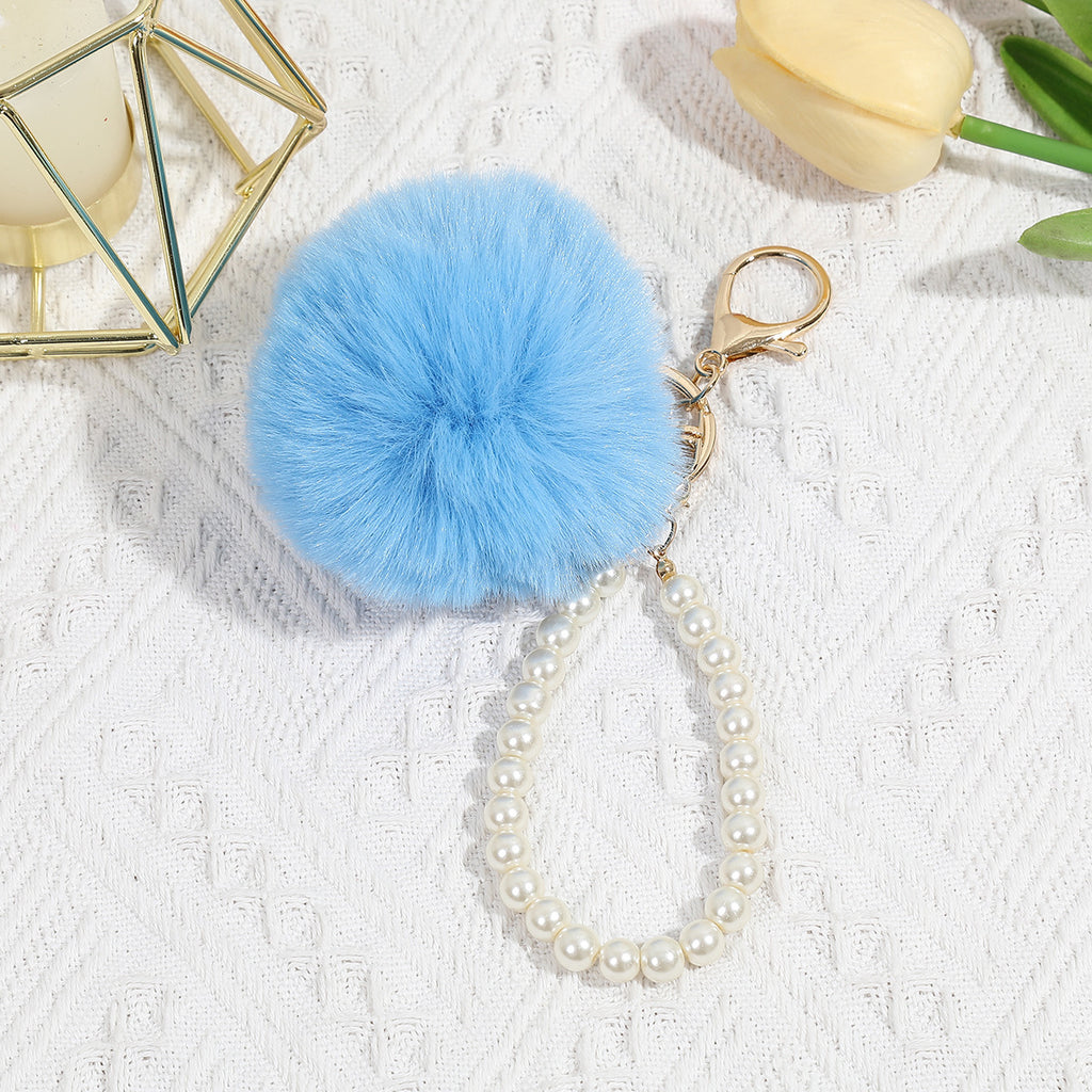Cute Pearl Fuzzy Ball Pendant Bag Decorative Keychain