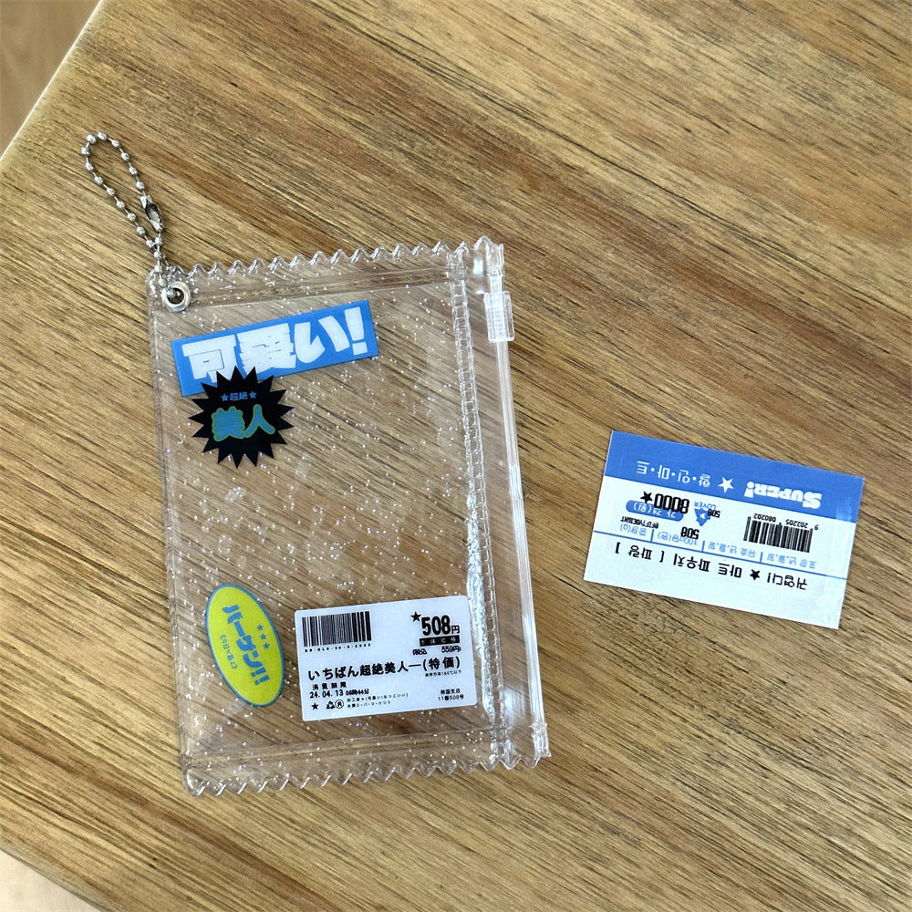 Korean Ins Shiny Transparent Candy Bag Zipper Bag Storage Card Holder