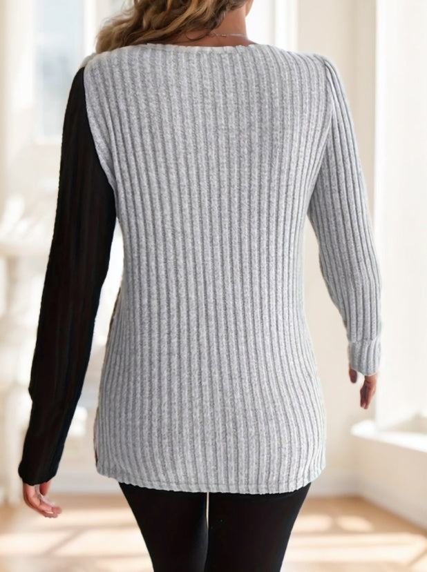 Women'S Casual Square Neck Long Sleeve Top