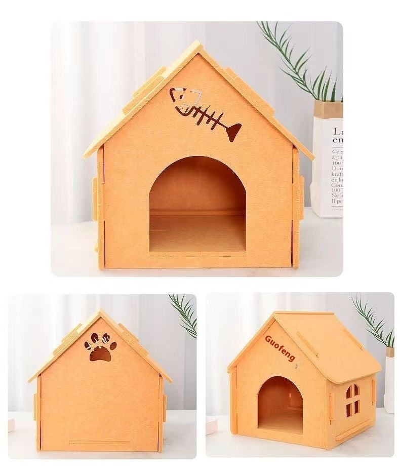 Felt Cat Bed Four Seasons Universal Removable And Washable Small House Semi-closed Warm Pet Bed