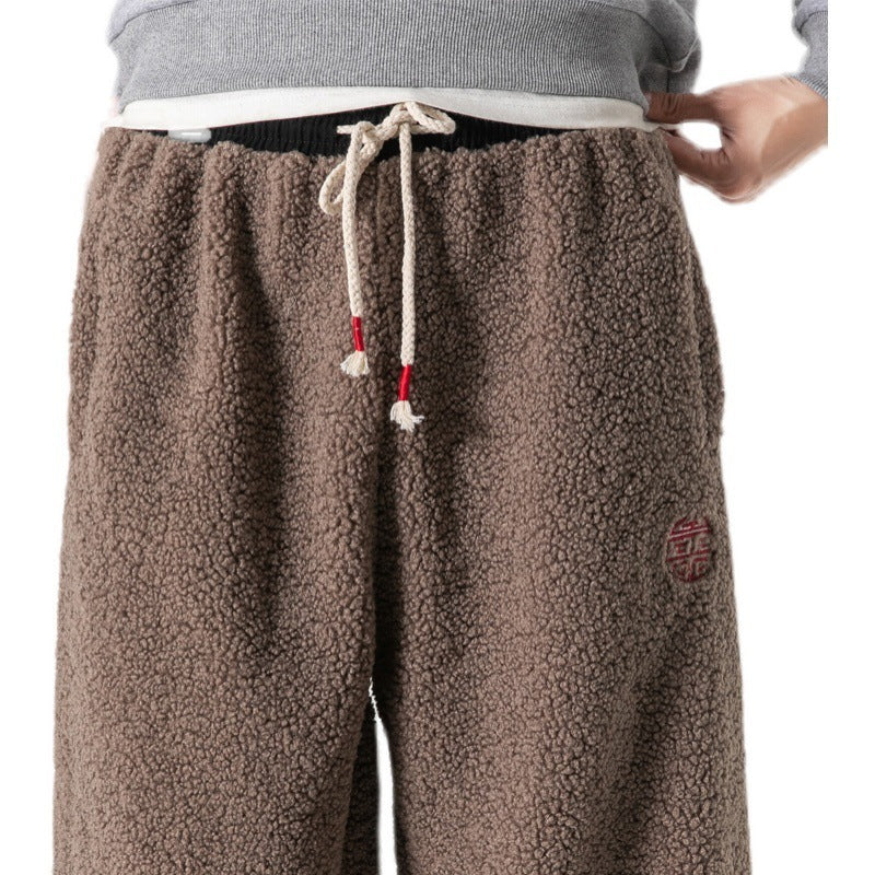 Chinese Style Men's Casual Retro Thick Lamb Wool