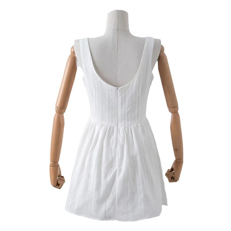 Square Collar Off-shoulder Sleeveless Vest Sling Dress