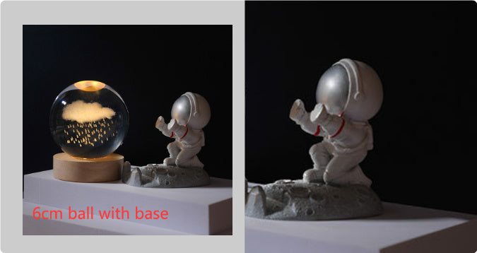 3D Crystal Ball Night Light Solar System Cosmic Theme LED Decoration Light Wooden Base Astronomy Nightlights Birthday Gift