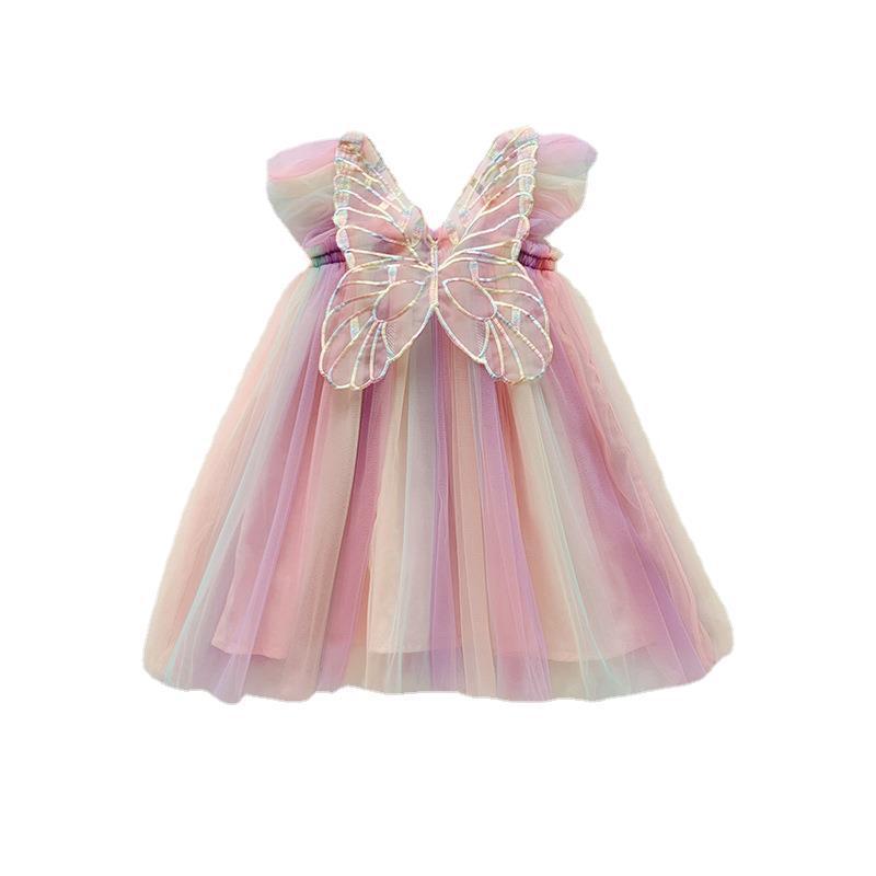 Rainbow Wings Mesh Girl Dress
