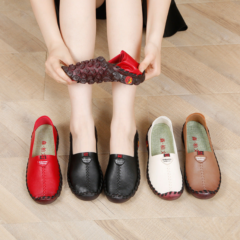 Autumn New Style Casual Flat Shoes Soft Sole  Leather Women's Shoes