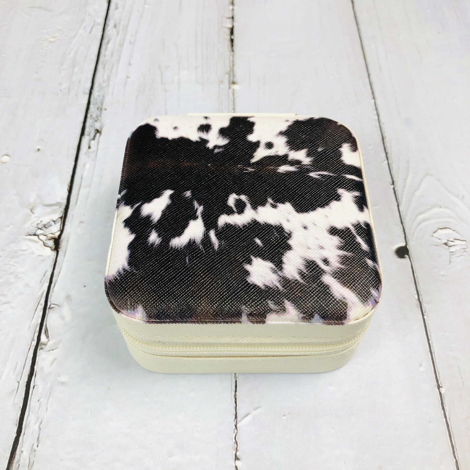 Zipper Printed Jewelry Box Easy To Carry