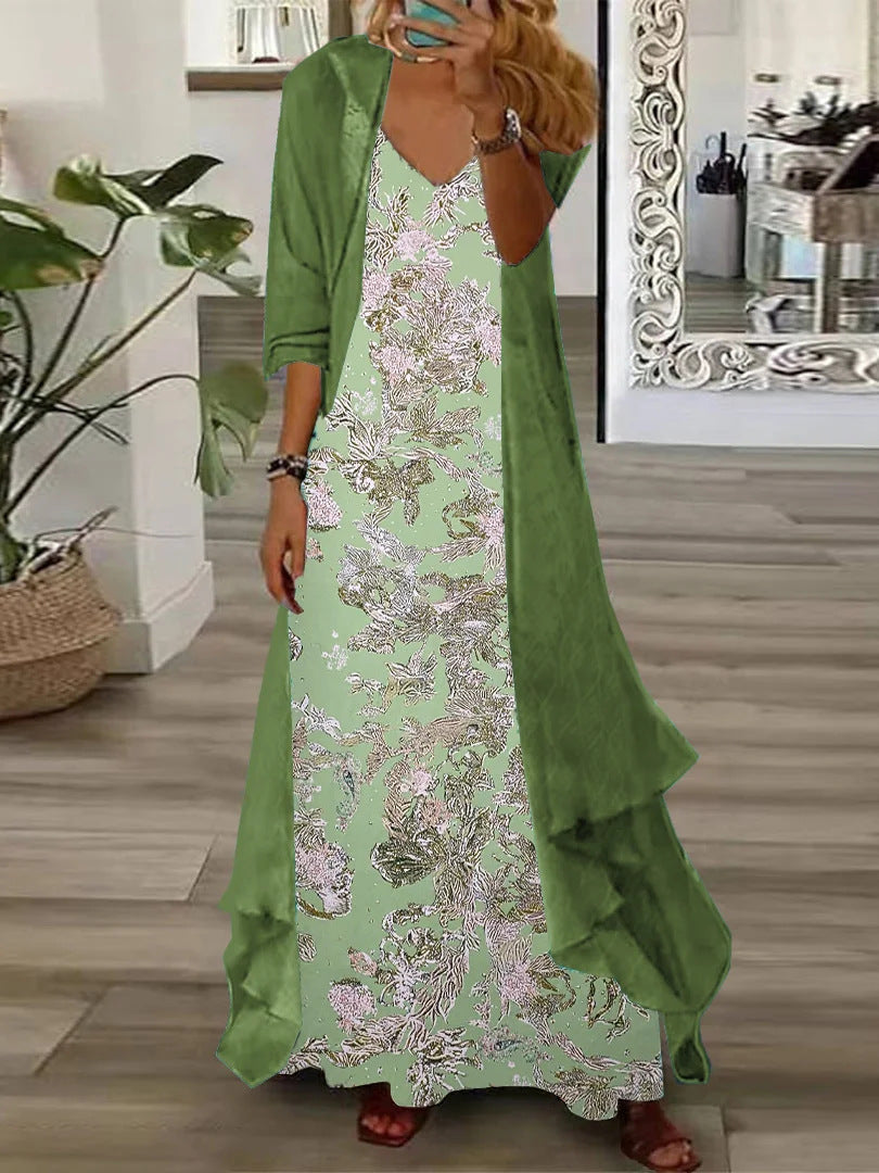 European And American Vacation Spaghetti Straps Long Skirt Indian Style Large Swing Skirt Two-piece Set