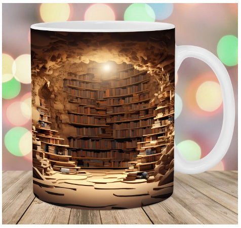 Ceramic 3D Bookshelf Mug Creative Space Design