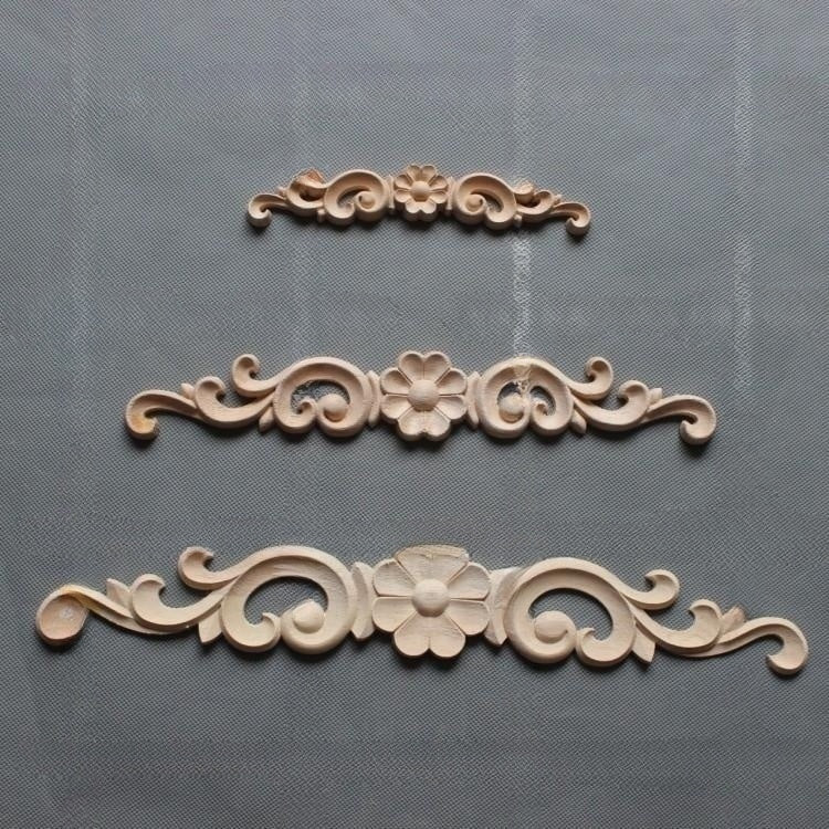 Wood Carving White Body Long Applique Cabinet Door Bed Decoration Laminate